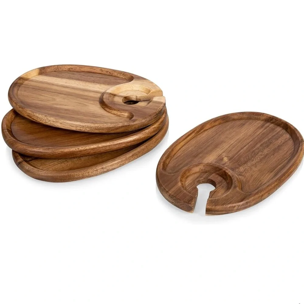 Toscana NWT‎ wine appetizer plates wood grain cocktail hour plates NWT